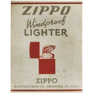 ZIPPO TIN SIGN WITH VINTAGE ZIPPO LOGO